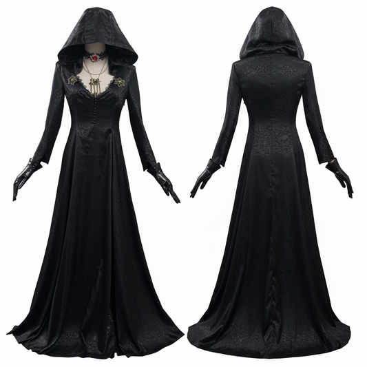 Gothic Vampire Costume with Gown, Coat and Choker