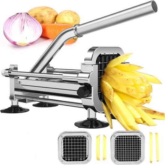 Stainless Steel French Fry Cutter with 2 Blade Inserts