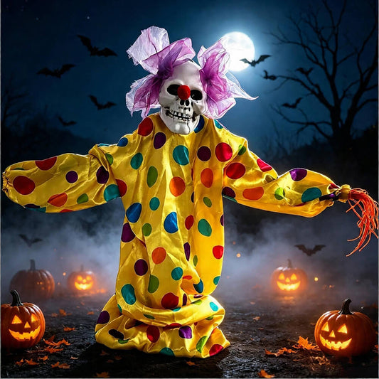 Skeleton Clown Yard Stake with Flashing Eyes and Sound