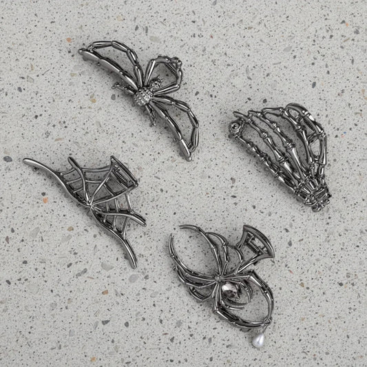 Spider and Bat Halloween Hair Clip Set