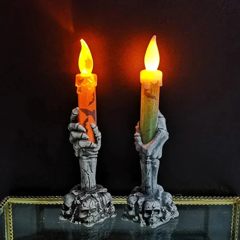Skull Candle Holder Halloween Decoration