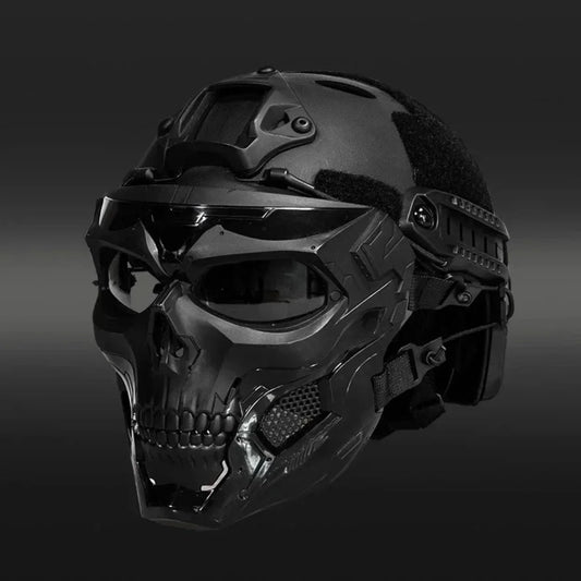 Skull Costume Mask with Tactical-Style Helmet